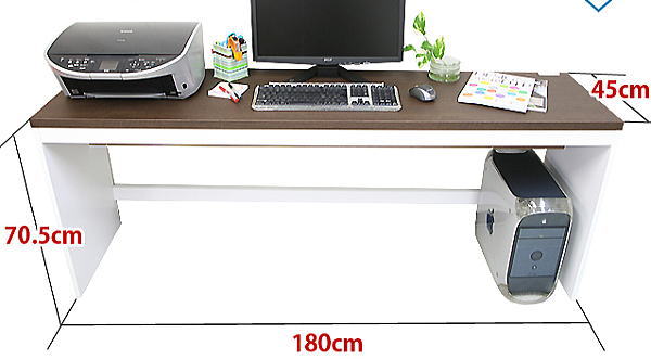 シンプル 薄型 パソコンデスク ハイタイプ 幅180cm 奥行45cm 高さ70.5cm