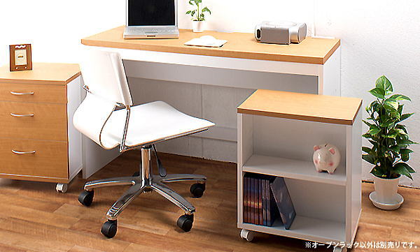 シンプル 薄型 パソコンデスク用 オープンラック キャビネット