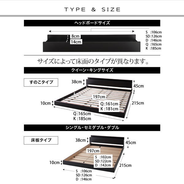 棚・コンセント付きフロアベッド Verhill ヴェーヒル プレミアム ポケットコイルマットレス付き