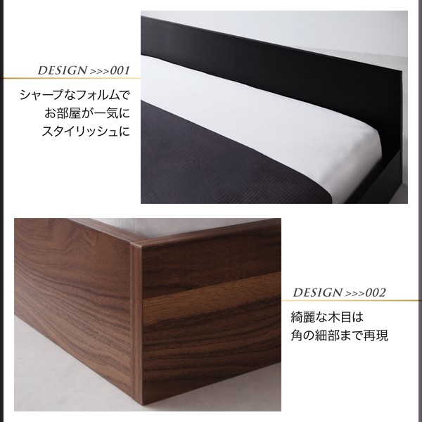 シンプルヘッドボード・フロアベッド llano ジャーノ プレミアムボンネルコイルマットレス付き