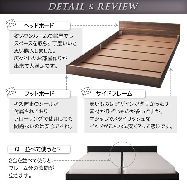 シンプルヘッドボード・フロアベッド llano ジャーノ プレミアムボンネルコイルマットレス付き