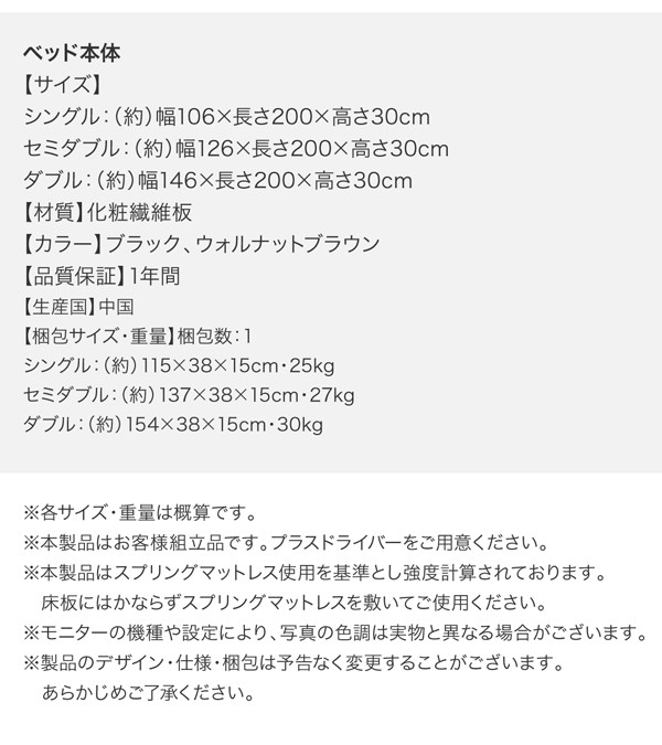 シンプルヘッドボード・フロアベッド llano ジャーノ プレミアムボンネルコイルマットレス付き