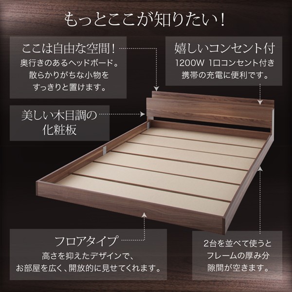 棚・コンセント付きフロアベッド W.coRe ダブルコア マルチラススーパースプリングマットレス付き