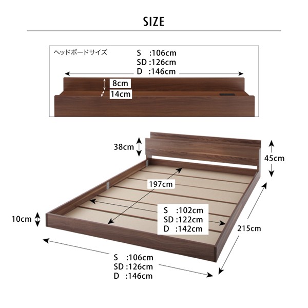 棚・コンセント付きフロアベッド W.coRe ダブルコア マルチラススーパースプリングマットレス付き